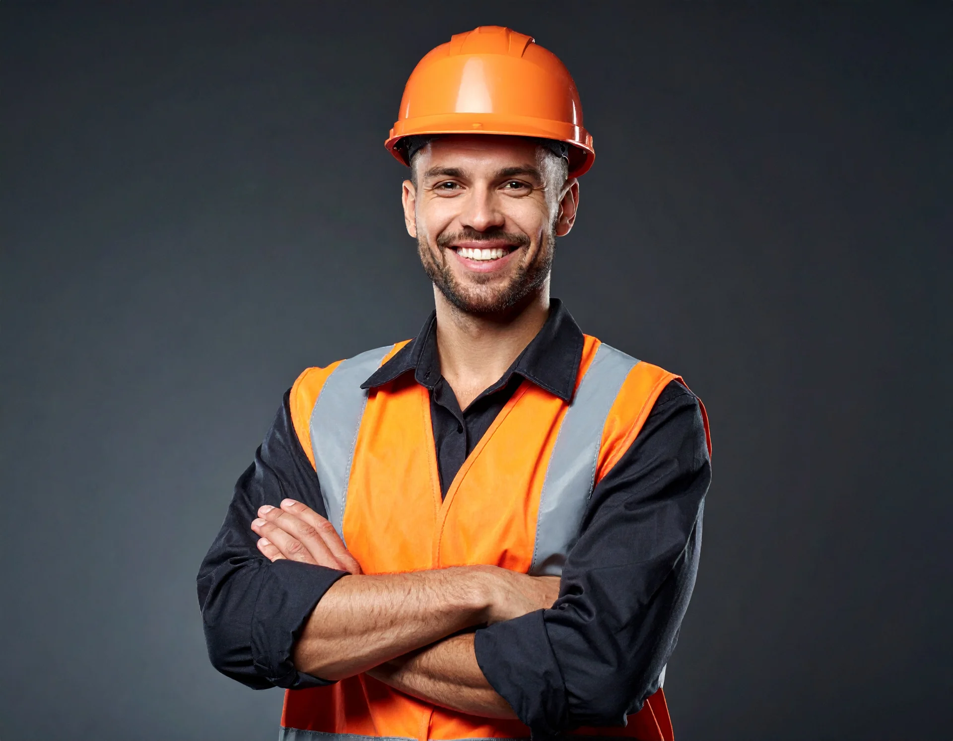Bouwmedewerker met veiligheidshelm